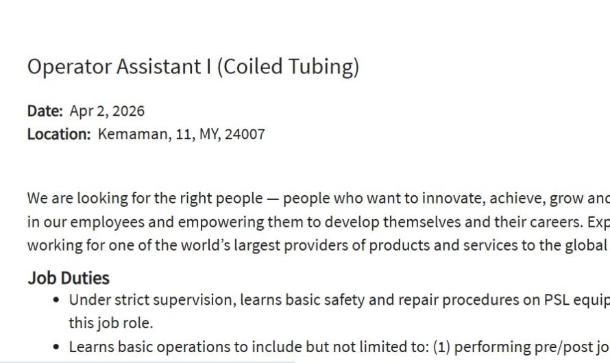Operator Assistant I (Coiled Tubing) At Haliburton